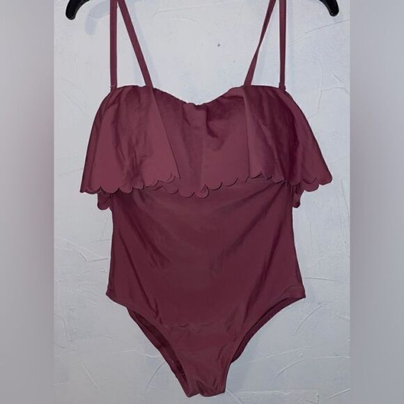 Kona Sol One Piece Ruffle Front Mauve Swimsuit Size XL - Picture 9 of 13